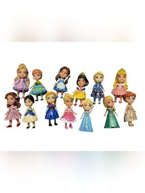 Disney Mini Princess Dolls Set - Blue Pink Yellow Green Brown